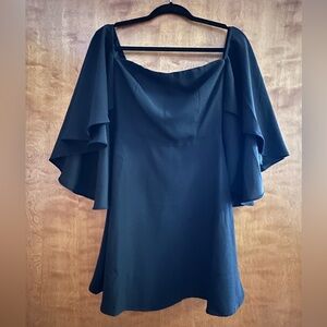 Lulus black mini dress with off the shoulder flowy sleeves, size xs